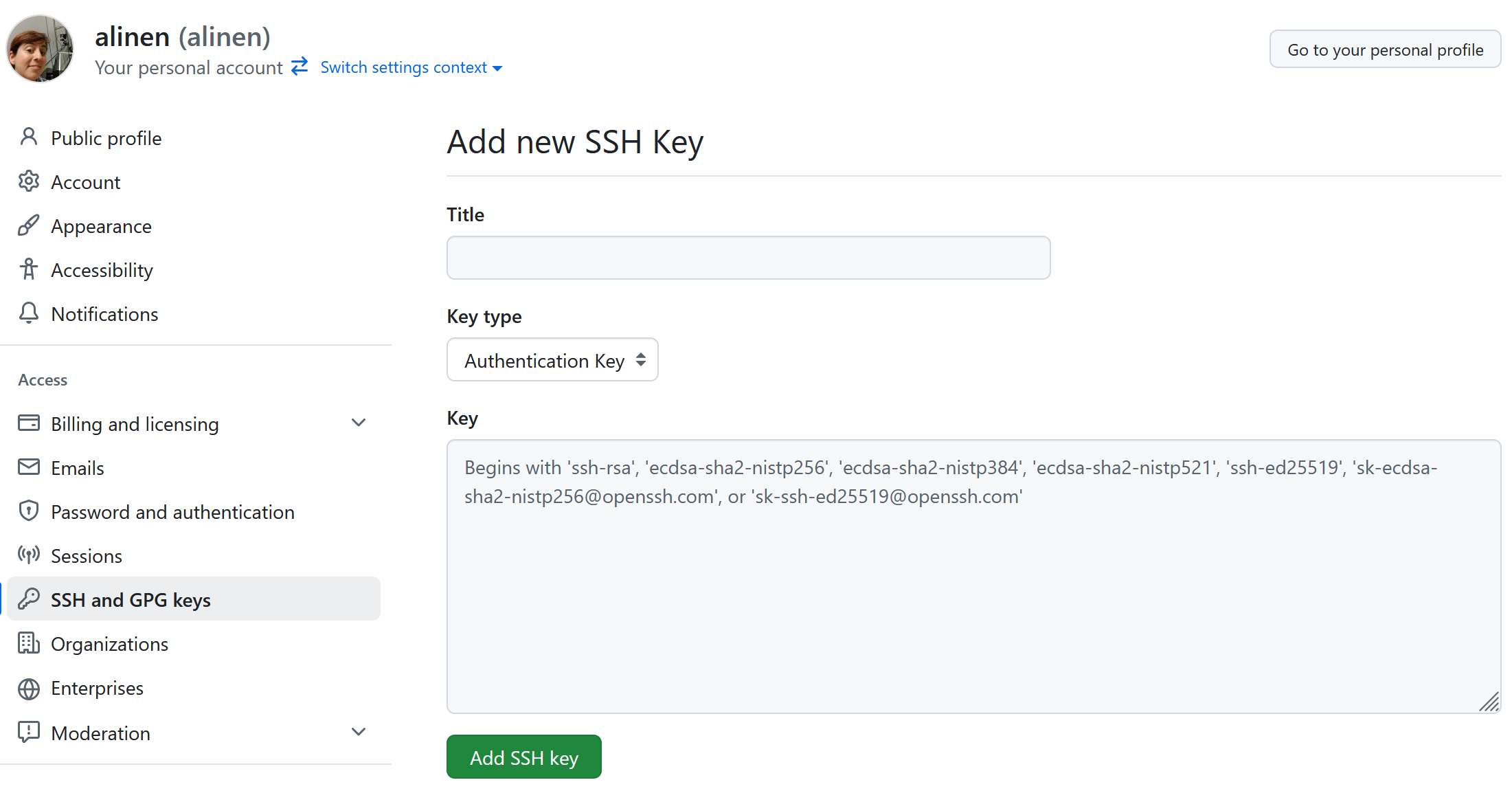 Github add ssh